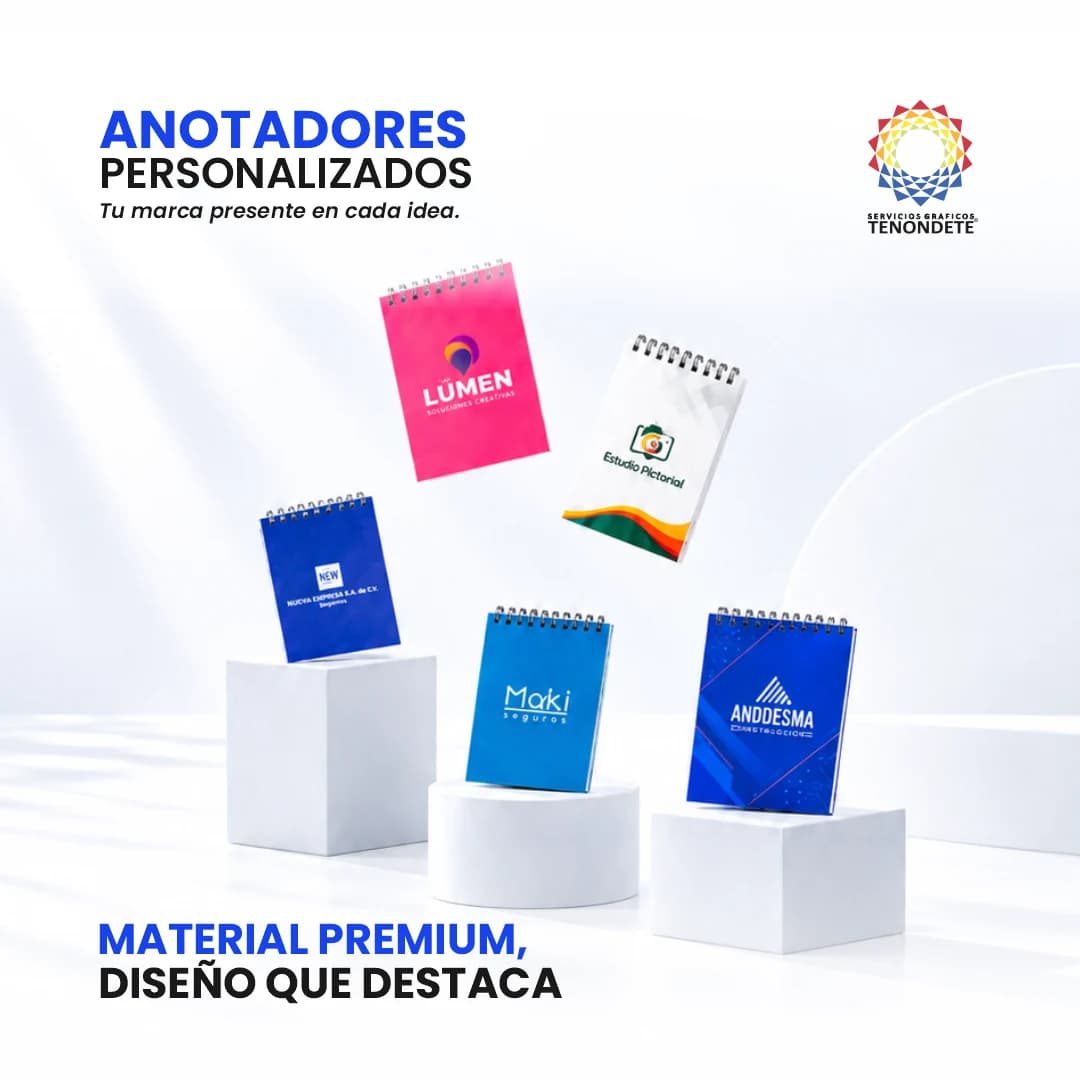 Anotadores personalizados con logo, tapa blanda anillada - Tenondete