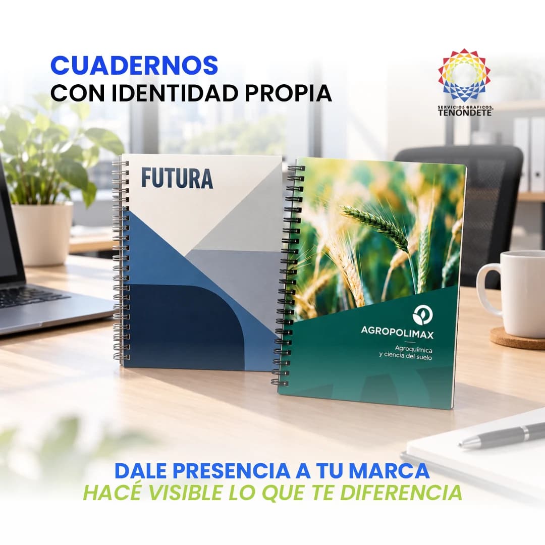 Cuadernos personalizados con logo, tapa dura anillada - Tenondete